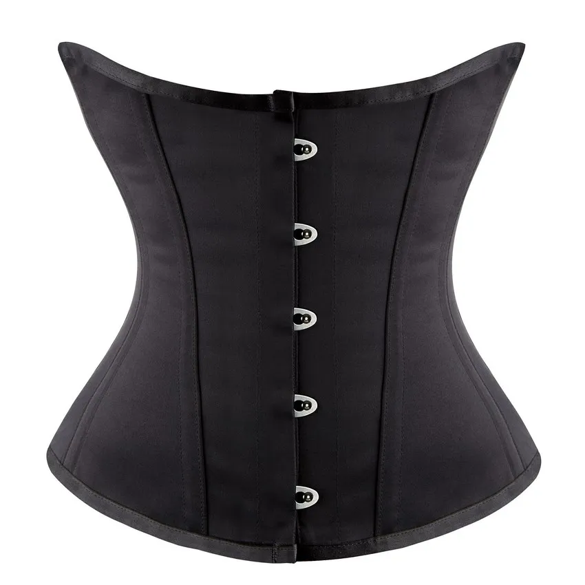 

Underbust Black Corset Women Steel Bones Waist Trainer Corset Body Slimming Shaper Belt Sexy Lace Up Overbust Bustier Corset Top