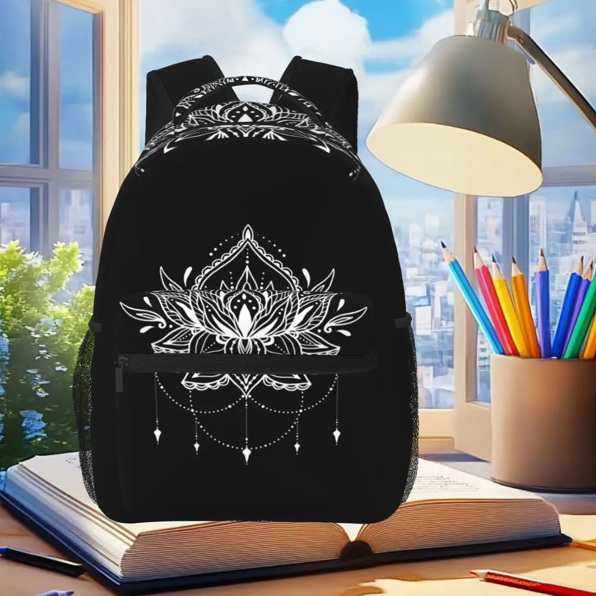 Mandala Lotus Flower Backpack Student Boys Girls BookBag Children School Bag Computer Shoulder Bags for Men Women