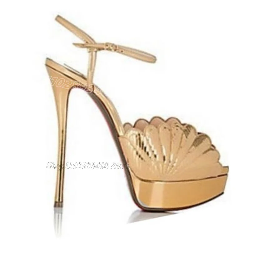 Sandali a spillo con plateau con finiture dorate fibbia alla caviglia Solid Fashion British Style Summer Party scarpe da donna 2024 Zapatos Para