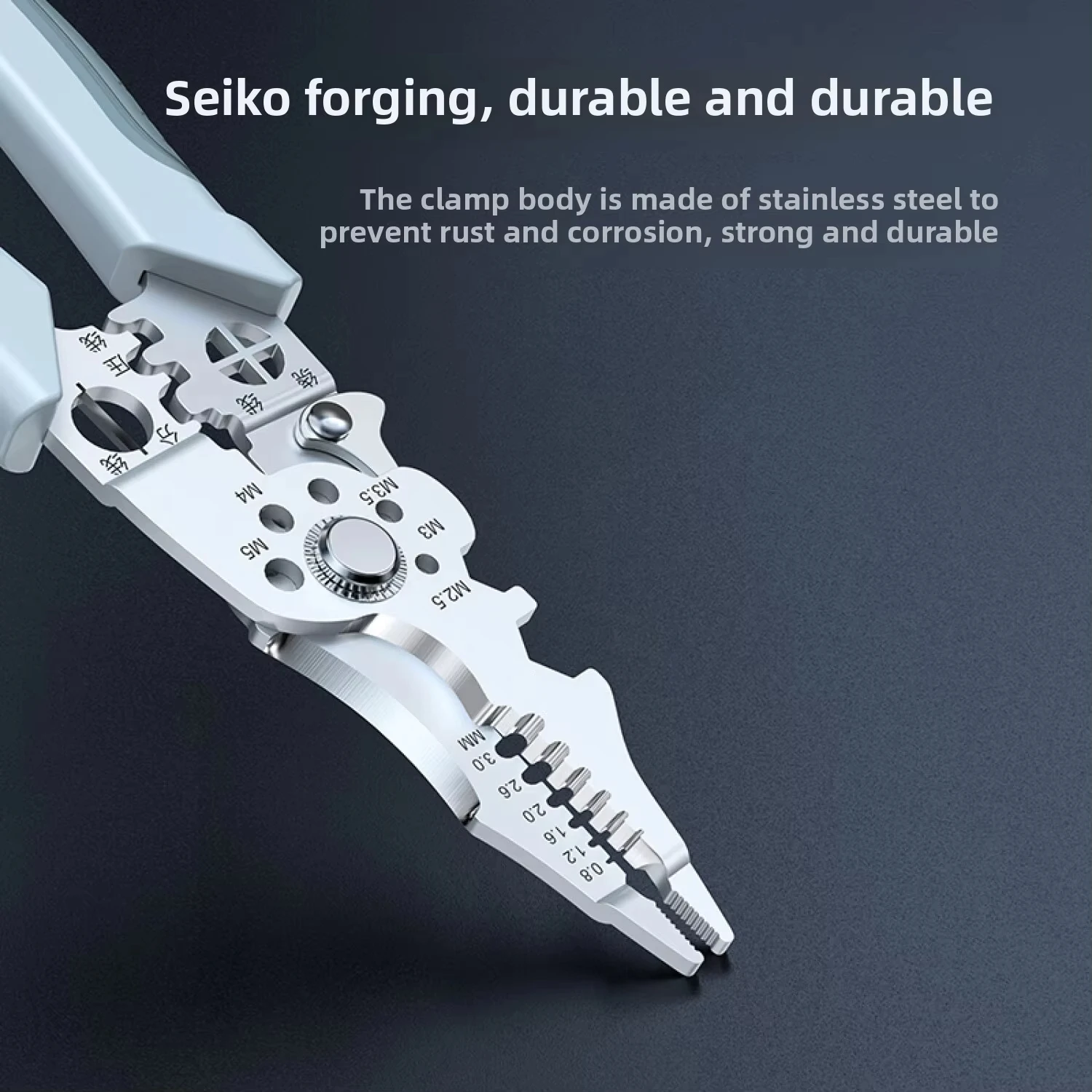 Multifunction Industrial Wire Stripper Cutter Crimper Heavy Duty Stainless Steel Electrical Pliers with Ergonomic Comfort Grip+