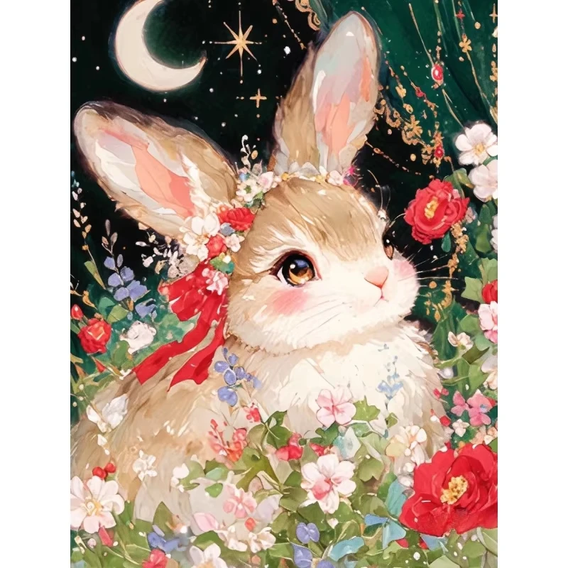 Acrylic Paint By Numbers Flower Wreath Rabbit Star Painting By Numbers on Canvas Coloring By Number for Adults Paint Digital Art