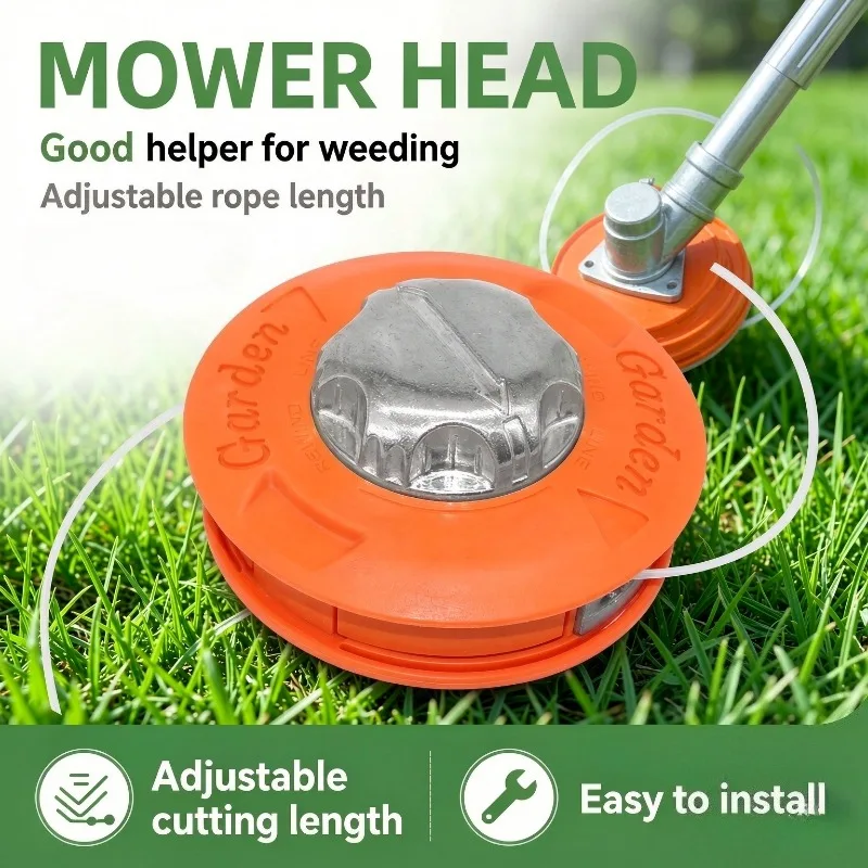 Brush Cutter Universal Aluminum Bump Feed Line Trimmer Head Replacement Durable Strimmer Lawn Grass Brush Cutter Tool Accessory