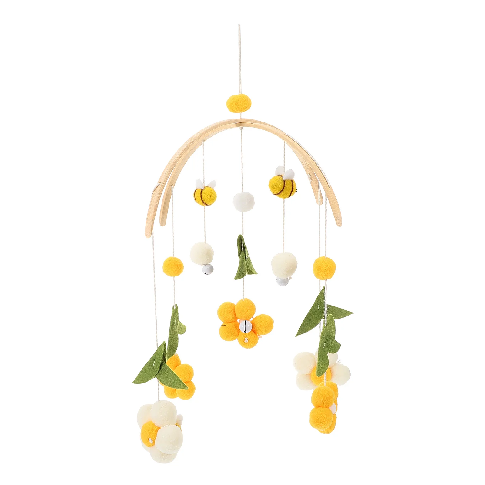 Baby-Mobile aus Holz mit Windspiel, Bienen- und Blumen-Hängedekoration, Kinderzimmer-Deko, Mobile für Babybett, Neugeborenen-Babyartikel