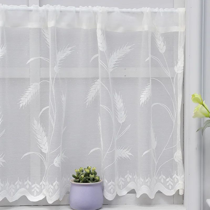 Lace Wave Short Tulle Half Curtains For Living Room White Floating Sheer Valance Kitchen Door Cafe House Window Drapes