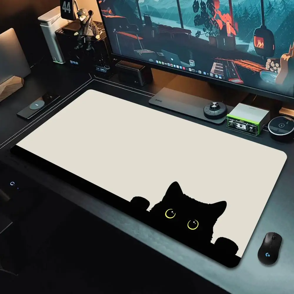 XXL Large Gaming Mouse Pad, Adorable Peeking Kitten Design, Stitched Edges, Perfect for Office and Home Use, Gaming Accessory