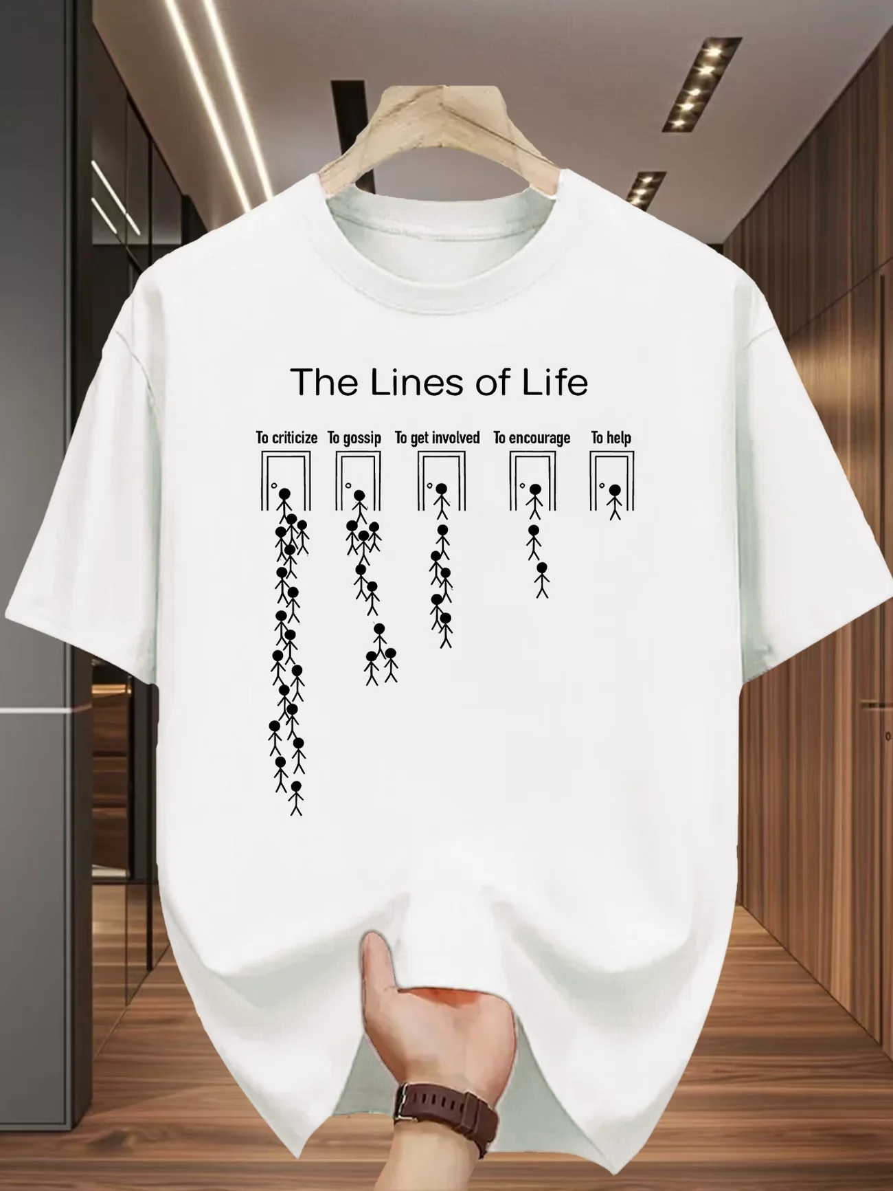 Men's Funny The Lines of Life Graphic Vintage meme T Shirt Summer Oversize Tee Women Streetwear Novelty Harajuku Casual top