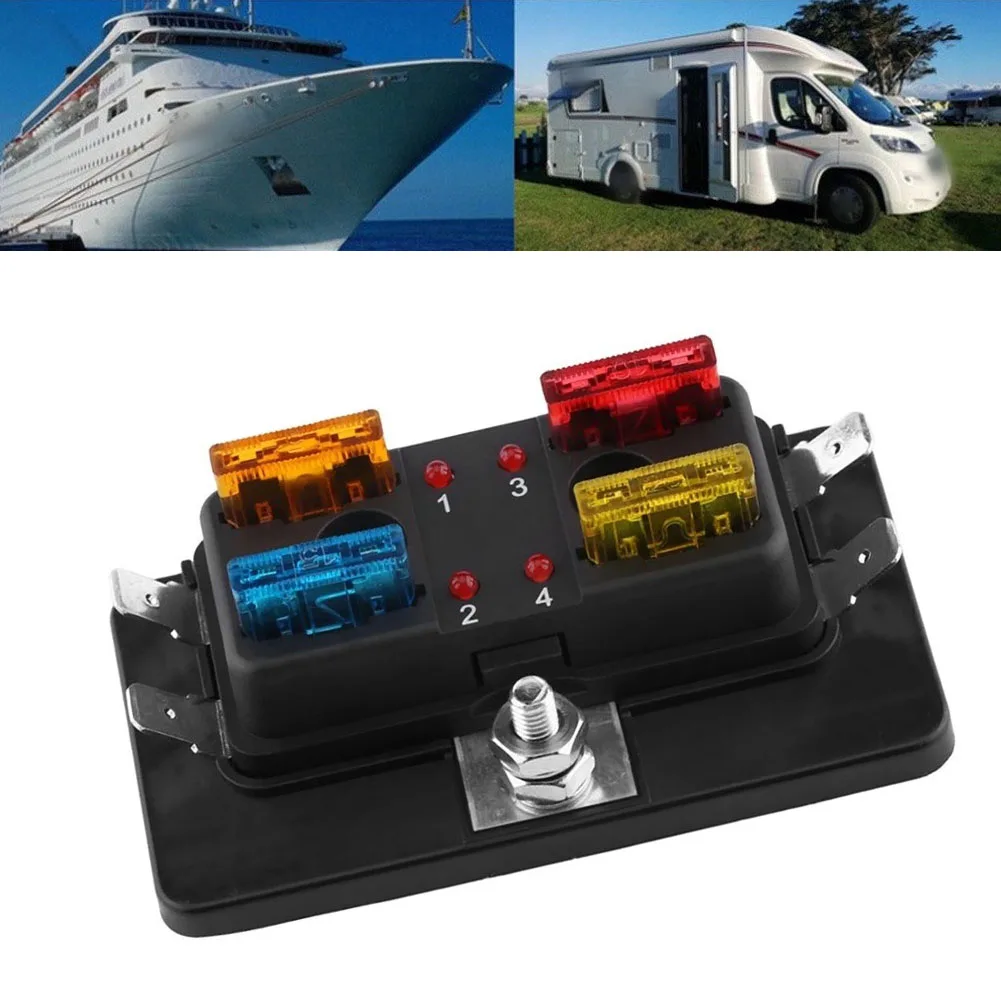 

4 Way Fuse Box Holder For Car Electronic Field Electrical Devices Car Boats Modified Cars Buses Boats Automotive Accessories