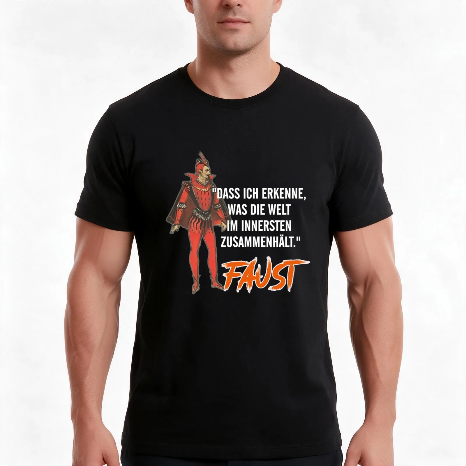 well-known Goethe quote Faust T-Shirt Summer Casual Cotton Tee Oversized Streetwear Tops Vintage Graphic Print 100% Cotton