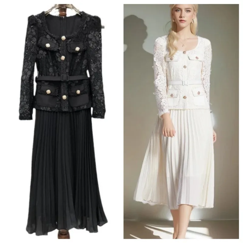 

Summer Flower Embroidery Lace Chiffon Prom Dress Women Short Sleeve Single Breasted Midi Long Vestidos Party