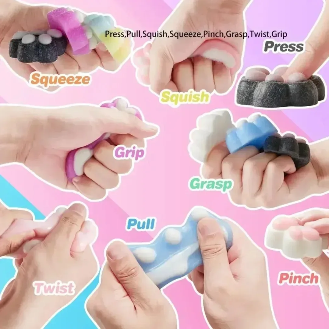 Cute Soft Squeeze Cat Paw Stress Relief Toy Sticky Decompressing Pinching Sensory Gift for Kids Adults
