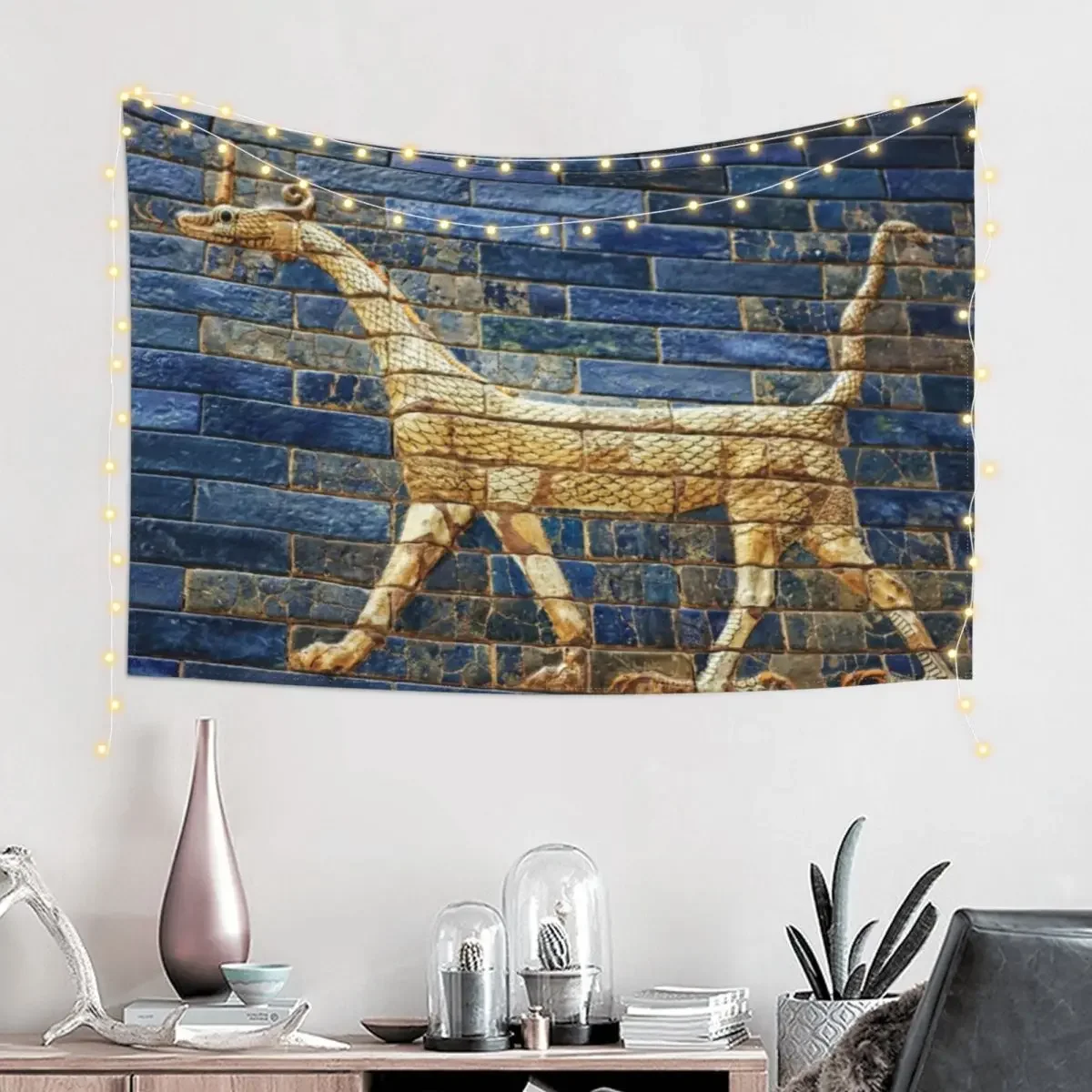 Ancient tiled dragon from the Babylonic Ishtar Gate Tapestry Wall Decoration Items Custom Christmas Decoration Funny Tapestry