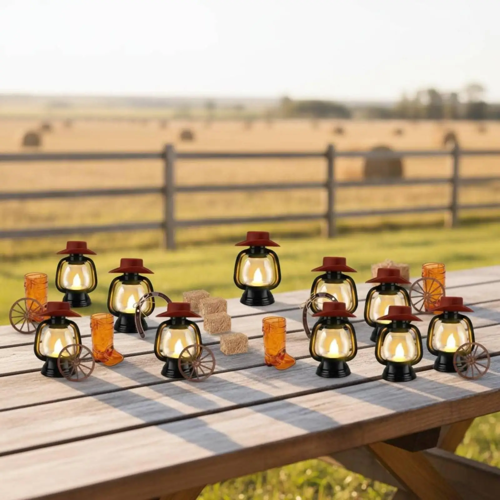 western-party-centerpiece-mini-lanterns-rustic-rural-decoration-set