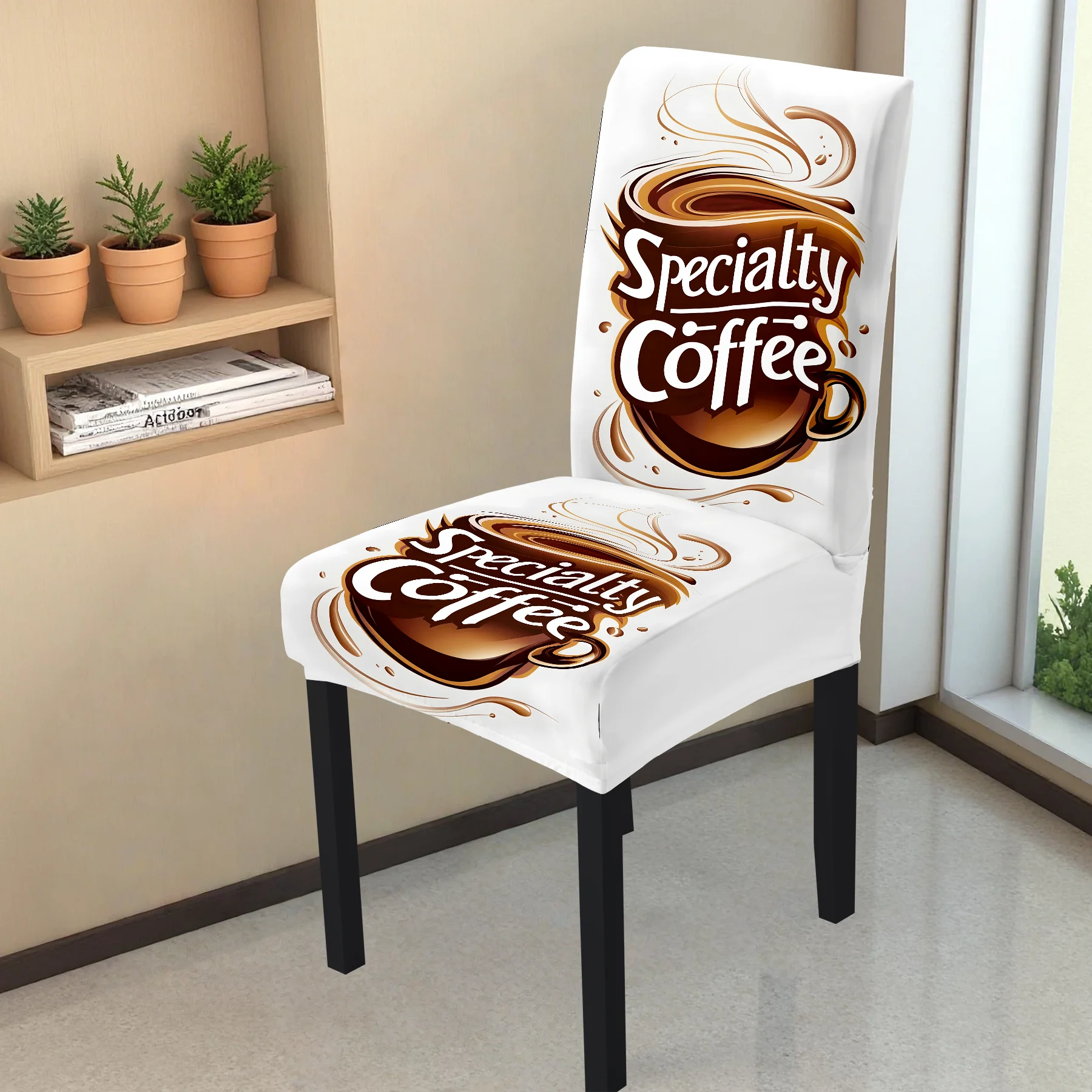 2026 New Specialty Coffee Printed Elastic Chair Cover, All - inclusive Stretch Dining Chair Slipcover, Washabl