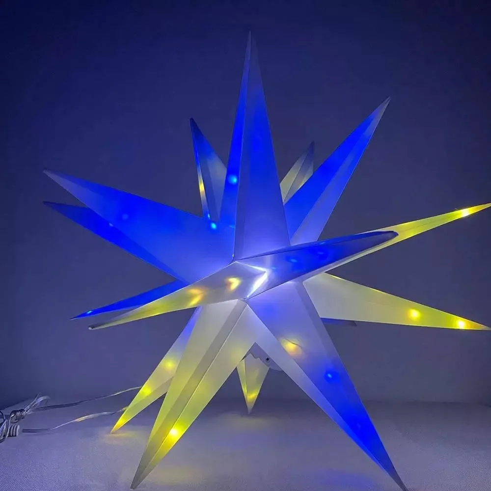 Smart Bluetooth Outdoor Christmas Decoration 50CM USB Powered RGB DIY APP Remote Control Hanging Moravian Star Light