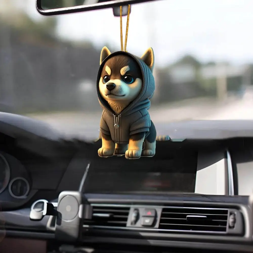 2D Dog Christmas Tree Hanging Pendants Cartoon Decorative Dog Christmas Tree Charms Hanging Acrylic Xmas Tree Dog Ornament