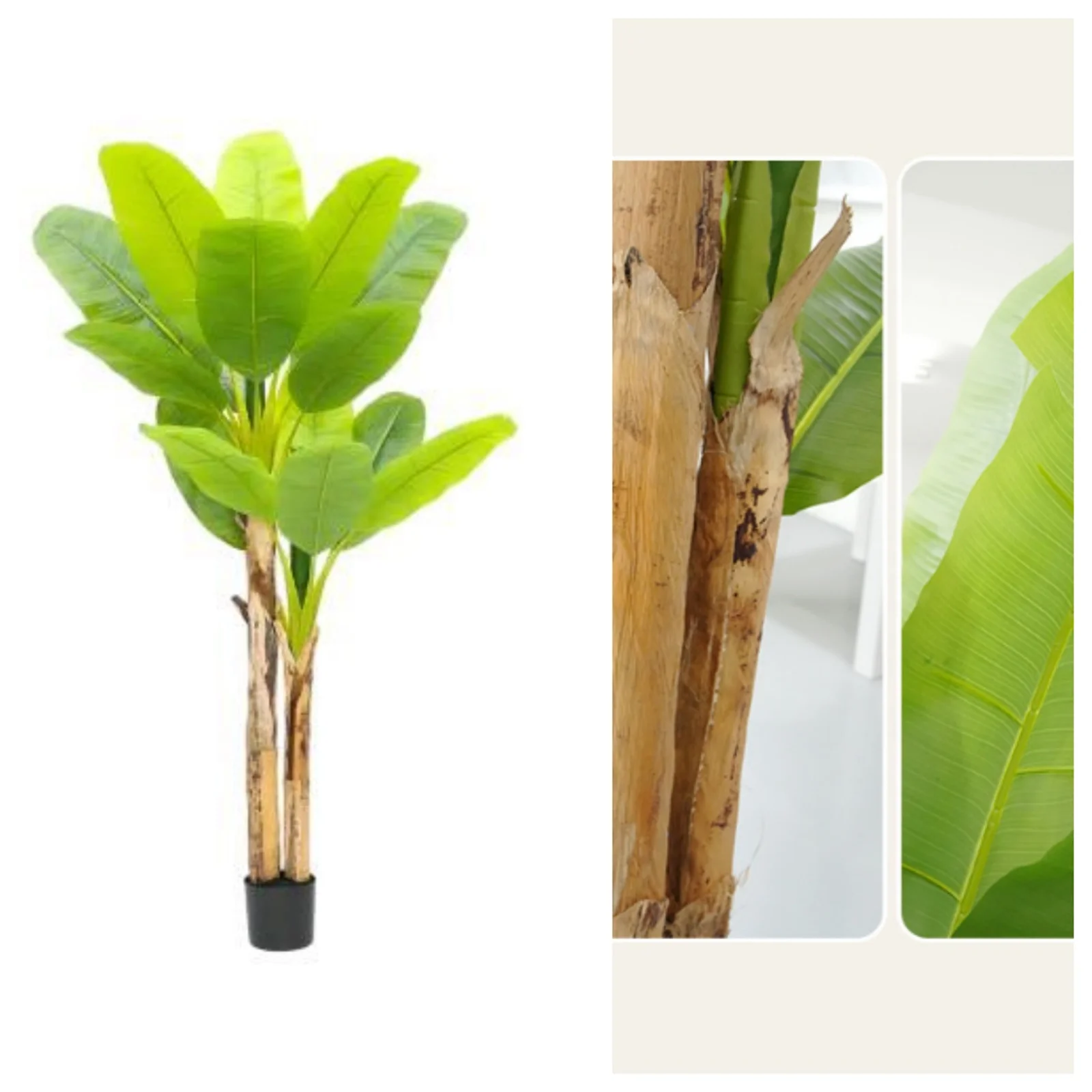 6.2FT/6.9FT Tall Artificial Banana Tree Fake Banana Tree With 10 Large Leaves And Natural Bark Greenery Potted Plant For Home