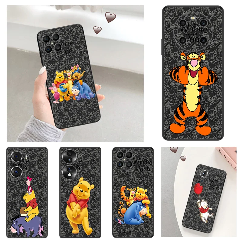 Soft Anti-Drop Phone Case For Honor X7b X6 70 90 X8 b X9A X9B Magic5 Pro X8A X6A Winnie the Pooh Cute Pixel 8A 7A 6A 6 7 8 Cover