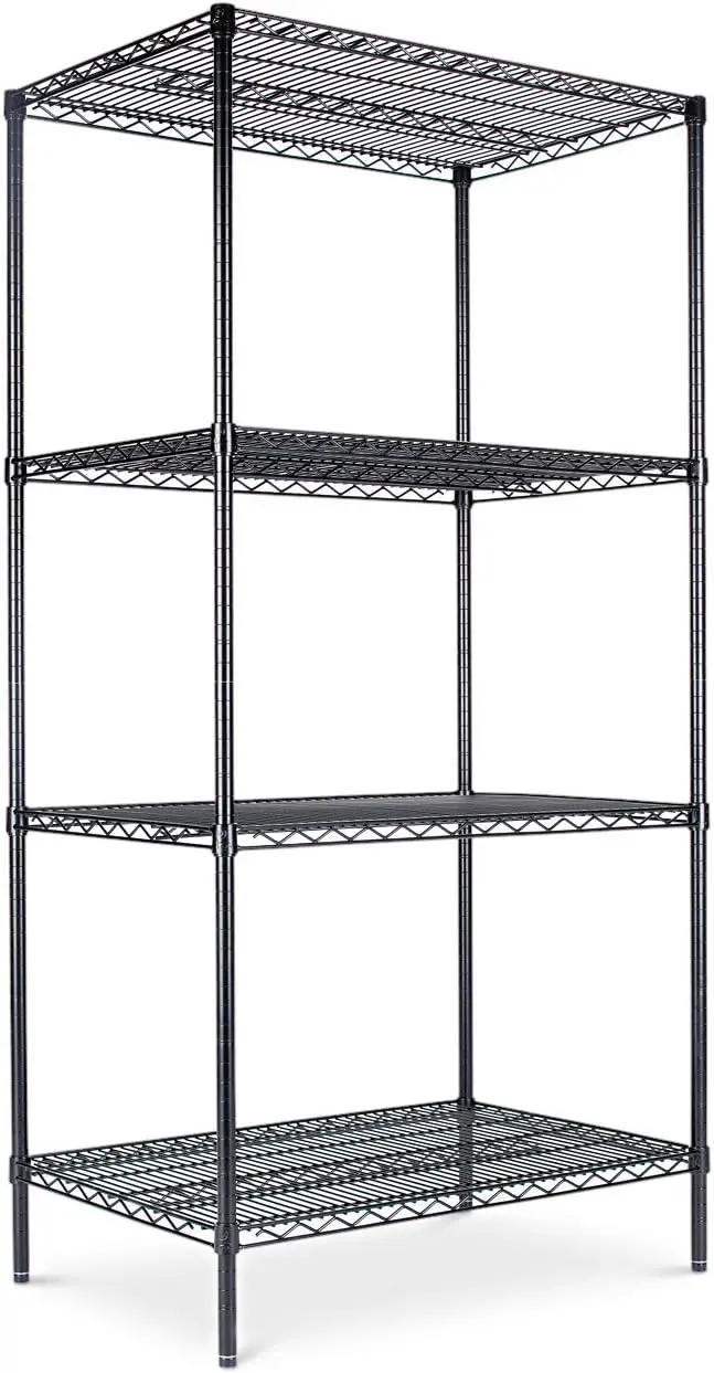 Alesw503624Bl 36 In. X 24 In. X 72 In. Nsf Certified Industrial Four-Shelf Wire Shelving Kit - Black