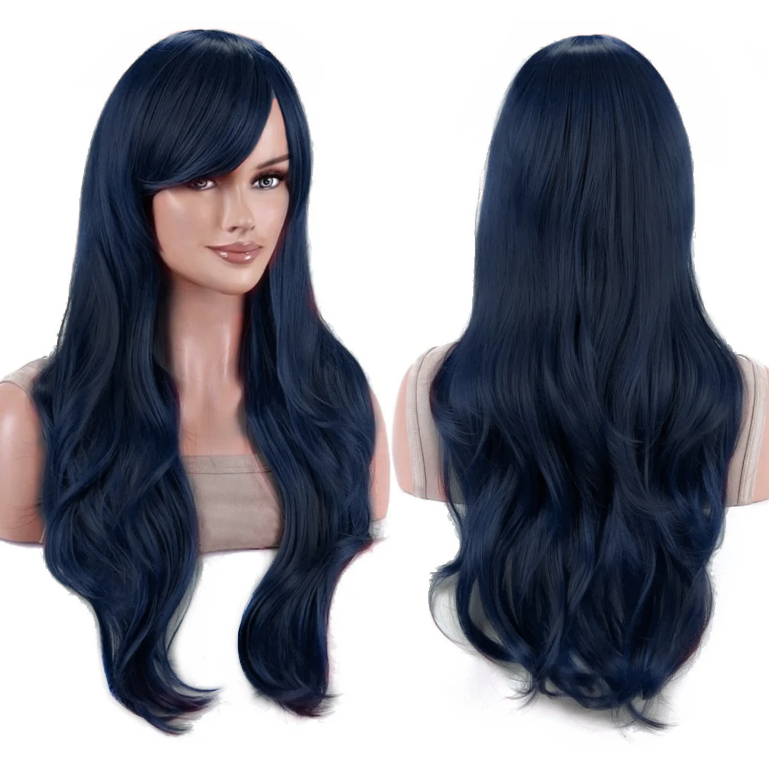 

Synthetic Hair Long Wavy Dark Navy Lolita Medaka Kurokami Cosplay Wig Anime Wigs Satsuki Kiryuin Halloween Costume Wig for Girl