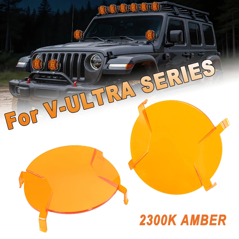 2300K Amber LED POD LIGHT Shell for AUXBEAM V-ULTRA SERIES 3/5/7 Inch LED Pods Work Lights PC Protective Shells (Only Covers)