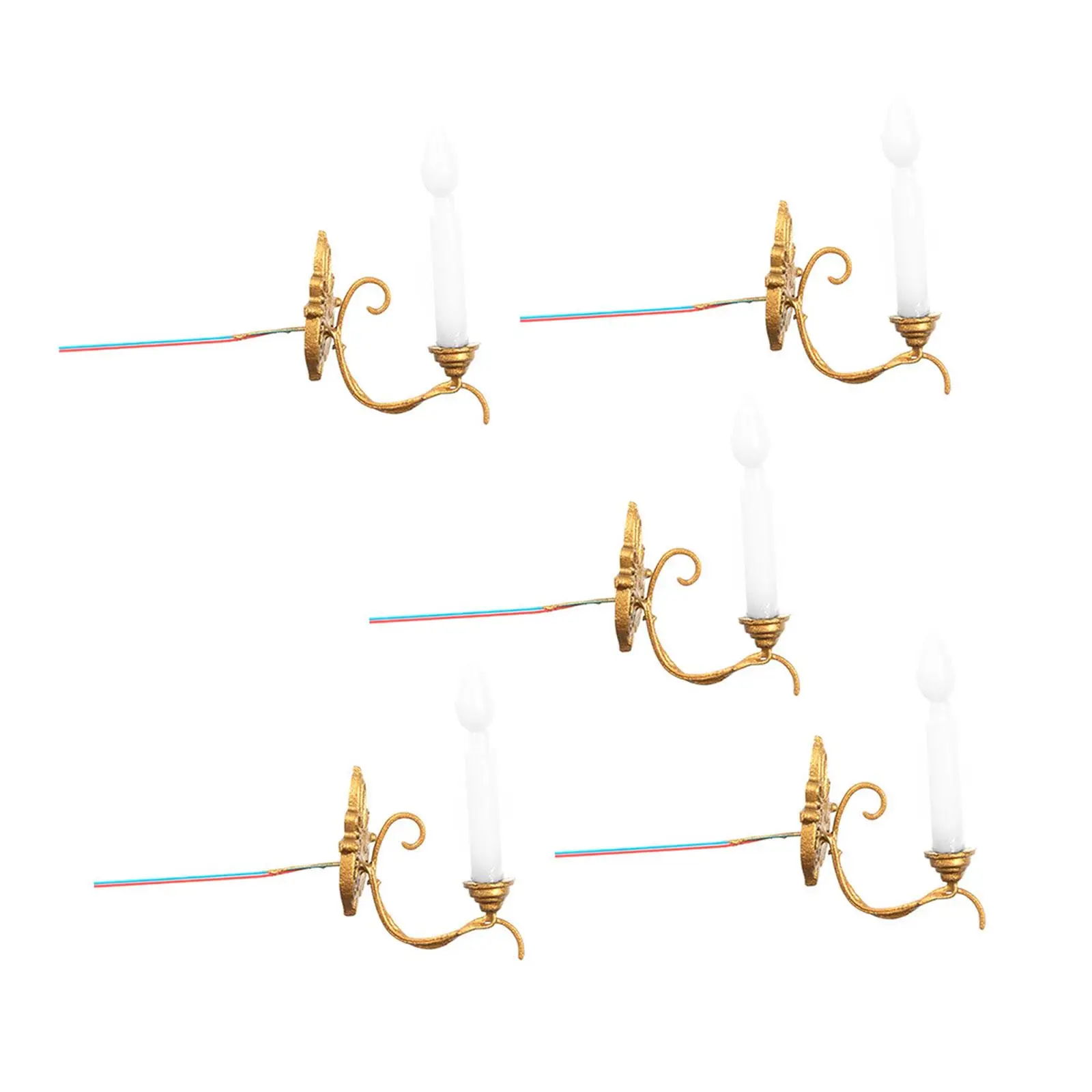 5x 1:87 schaal wandlamp DIY lay-out accessoires miniatuur LED wandkandelaars