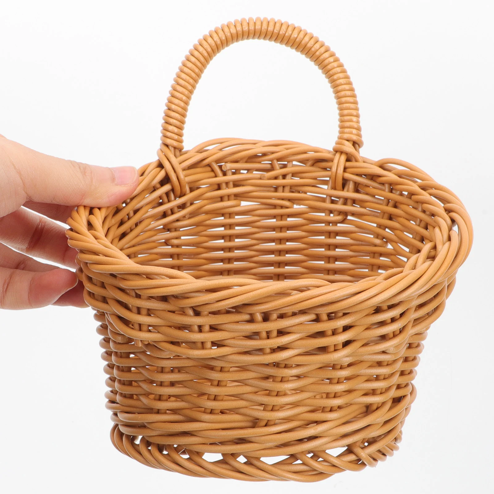 

Storage Basket Hanging Wall Vegetable Fruit Baskets Wicker Woven Kitchen Holder Plastic Rattan