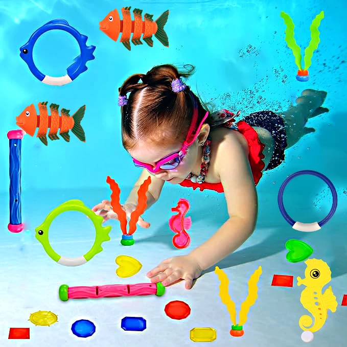 Jouets de plongée en piscine, jeu d'anneaux de plongée sous-marine pour enfants, torpille coulant, été