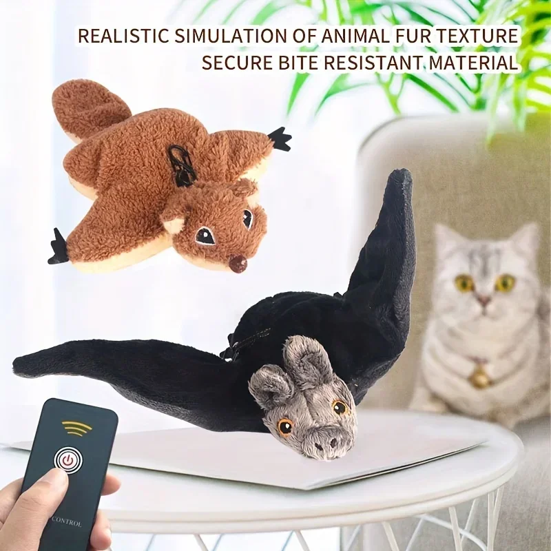 Interactive Cat Toys Remote Control Flapping Bat Chirping Cat Toy Electric Realistic Bird Movements Engaging for Indoor Cats