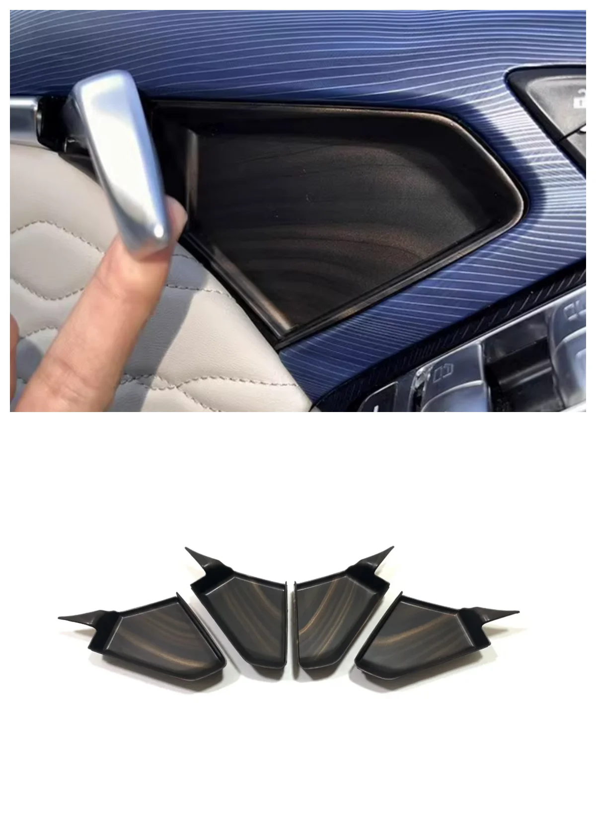 Suitable for Dongfeng VOYAH FREE 2022 2023 2024 ABS interior door bowl decoration Parts carbon fibre Peach wood 4 piece set