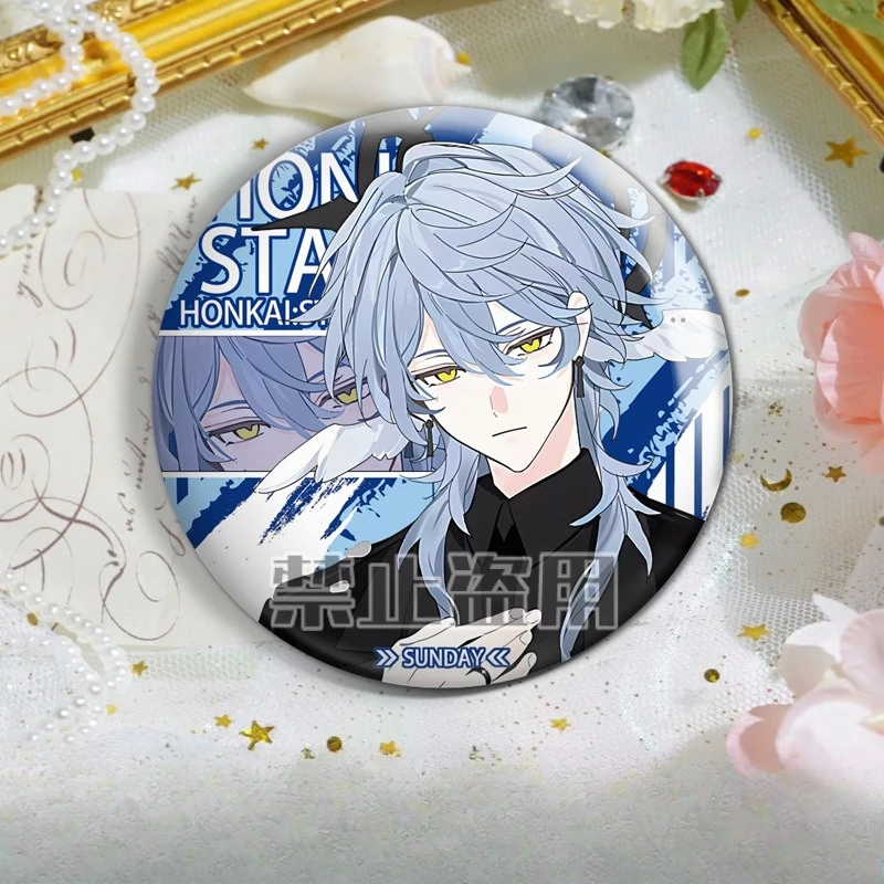 Game Honkai Cartoon Round Badge Lapel Sunday Dr. Ratio Robin Aventurine Boothill Anime Brooch Pin Backpack Clothes Accessories