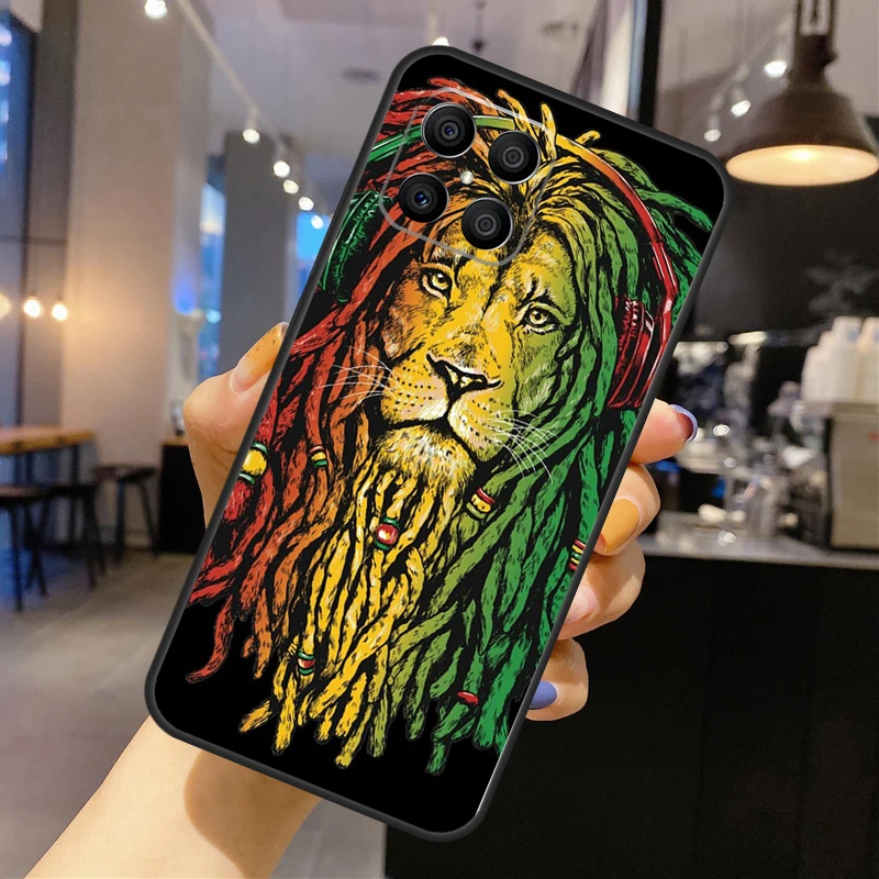 Bob Marley Rasta Lion Silicone Case For Huawei P40 P30 P20 Lite P50 Nova 9 5T Honor 50 Pro X9 X7 X8 Back Cover