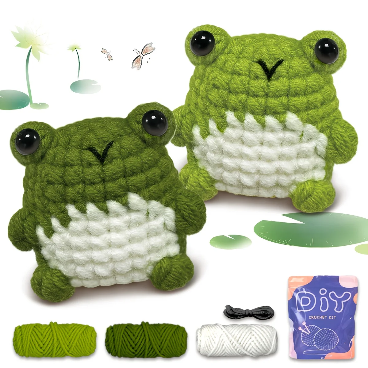 1 Stück/2 Stück YAMAXIN Amigurumi Häkelset, gemischte Farben Stoff Frosch Bastelset, alle Jahreszeiten DIY handgemachte Amphibien-Plüschtiere
