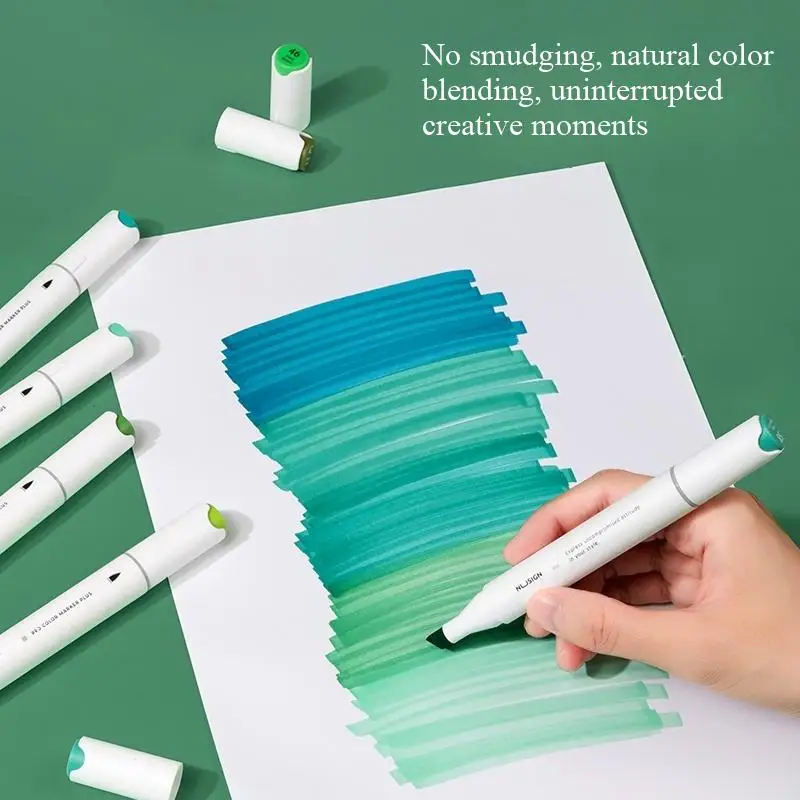 Deli Nusign NS736 Dual Soft Tips Marker Pens Set - 40/60/80 Colors Alcohol-Based for Art Craft Drawing And Marking