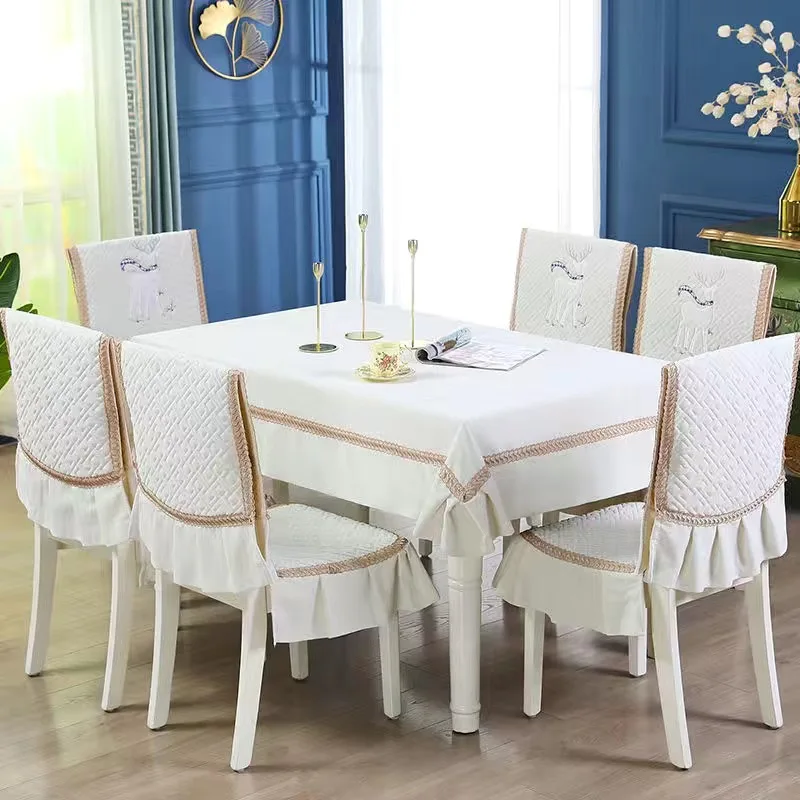 

Promotion European Tablecloth Table Skirt Dining Room Chair Cover Wedding Chair Cover With Lace Seat Chairs For Kitchen Covers