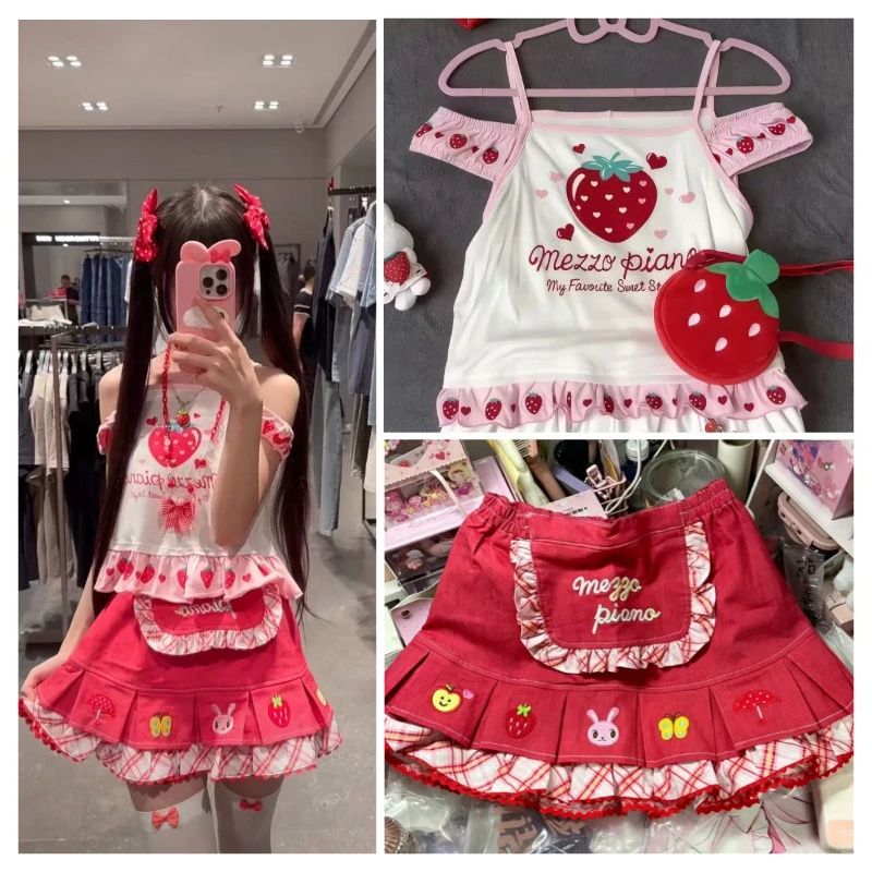 Kawaii Japanese Cake Mini Skirts Sweet Lolita Y2k Bottoms Girls JK Outfits Women Casual Holiday Daily Party Chic Short Skirts