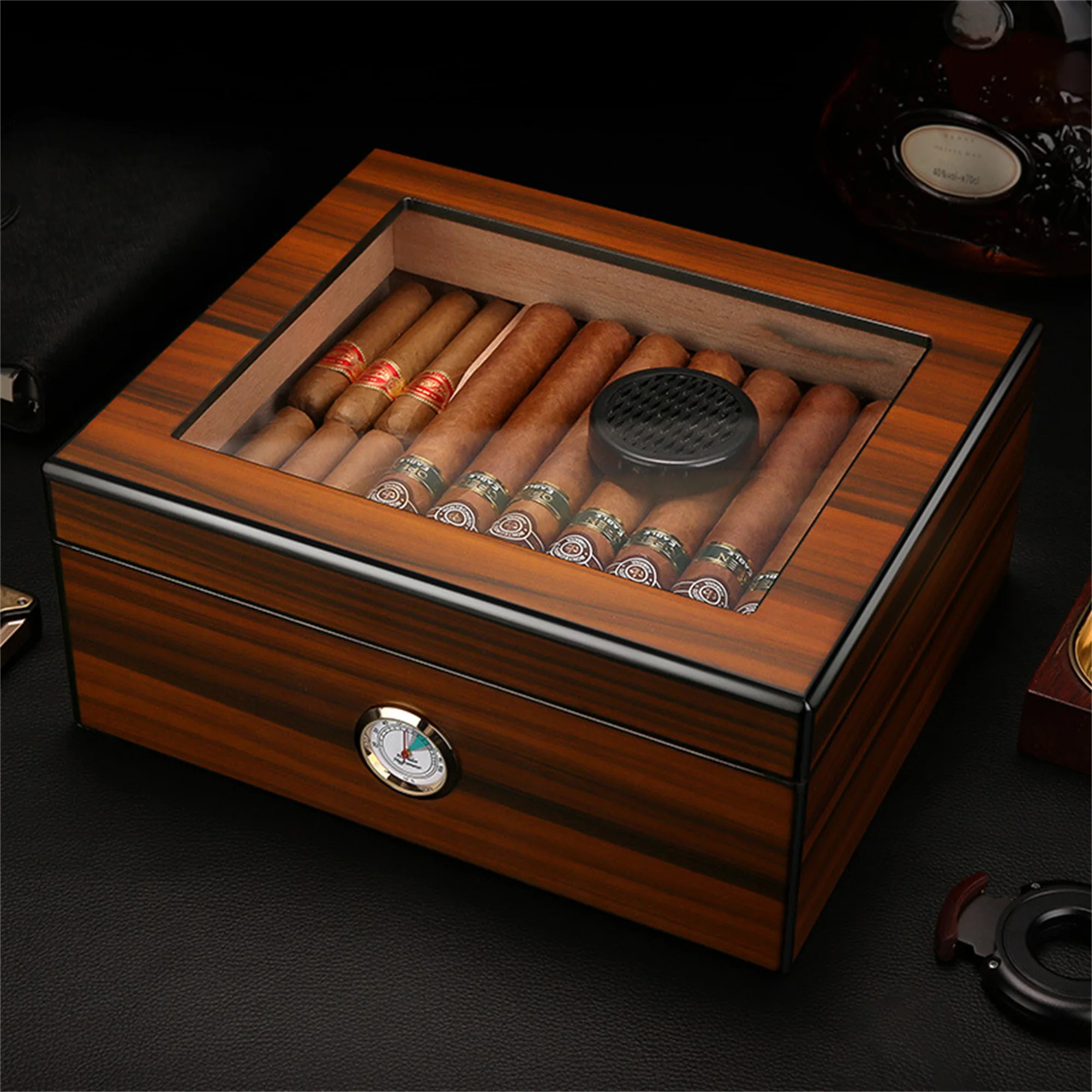 Imagem -04 - Humidor de Armazenamento de Charuto Final Caixa de Charuto Elegante Amante do Charuto Presente Homem Caverna Humidor Acessório de Charuto