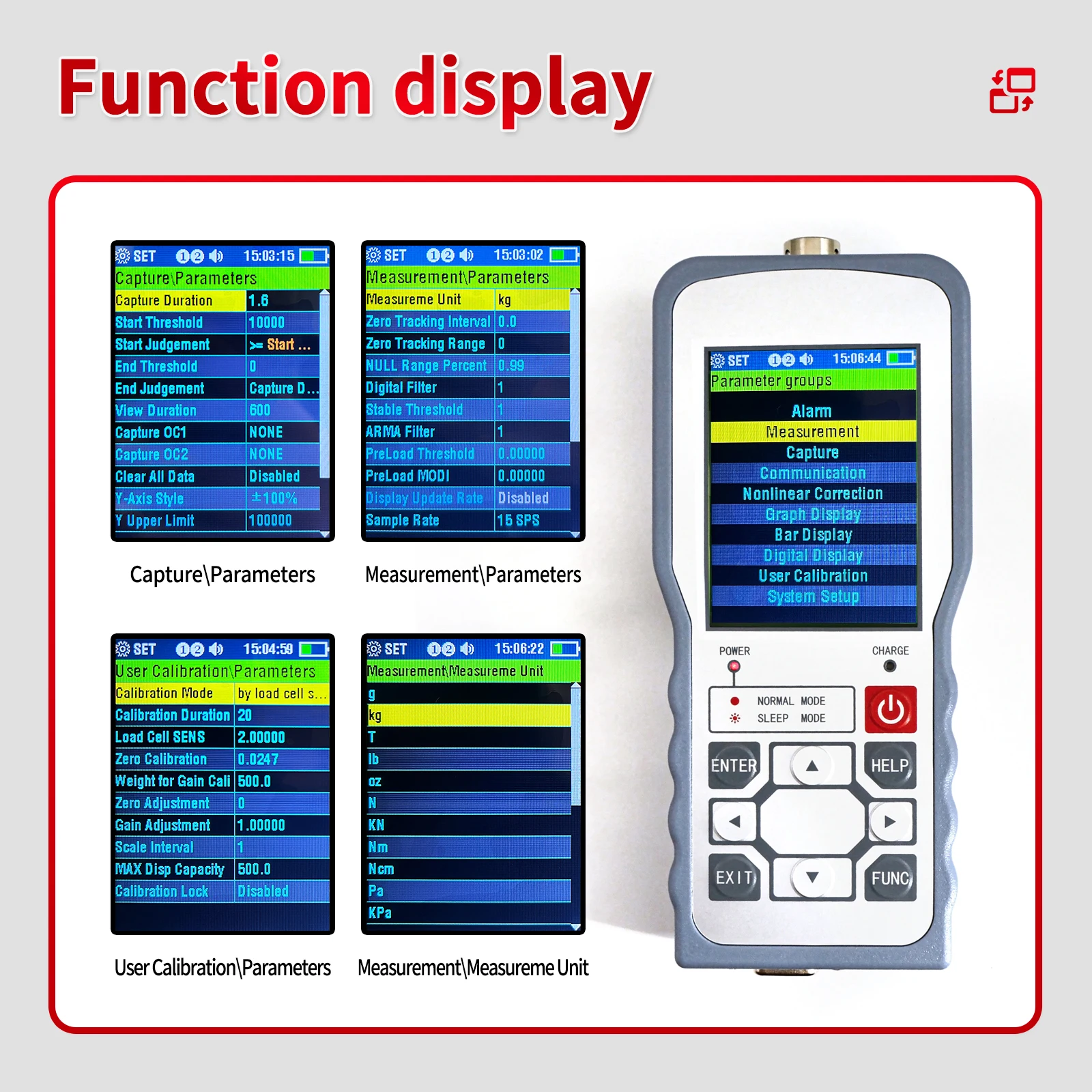 Цифровой датчик силы тензодатчика, обнаружение пика/Valley, экран непрерывной формы сигнала, одноканальный экран стержневой диаграммой, RS-232