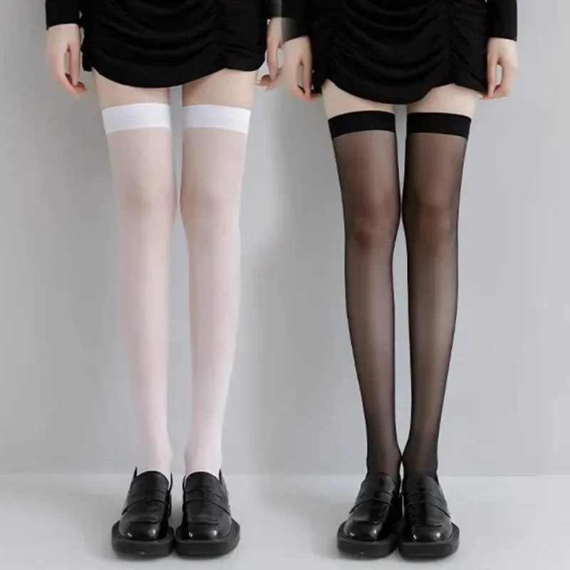 1/2Pairs Women Sexy Fishnet Stocking Summer Ultra Thin Sock Over Knee Nylon JK Long Socks Hosiery Lolita Silk Stockings