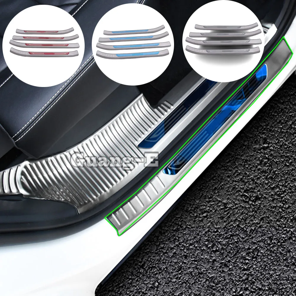 

For Skoda Kodiaq 2017 2018 2019 2020 2021 2022 Sticker Trim Stainless Steel Pedal Door Sill Scuff Plate Exterior Threshold 4PCs