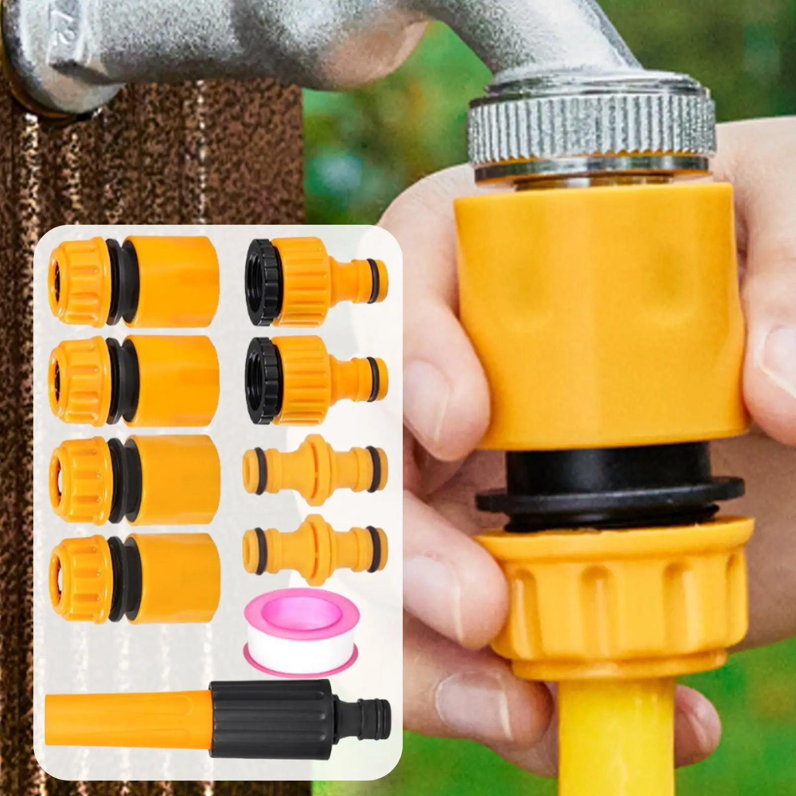 

10pcs Hose Quick Connectors Set 1/4 Inch Faucet Adapter for Garden Irrigation Threaded Water Tap Connector Tool