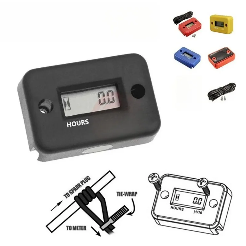 6 Color Waterproof Digital Hour Meter LCD Display Portable Engine Gauge Hour Meter For Motorcycle/Boat Engine Counter Hour Meter