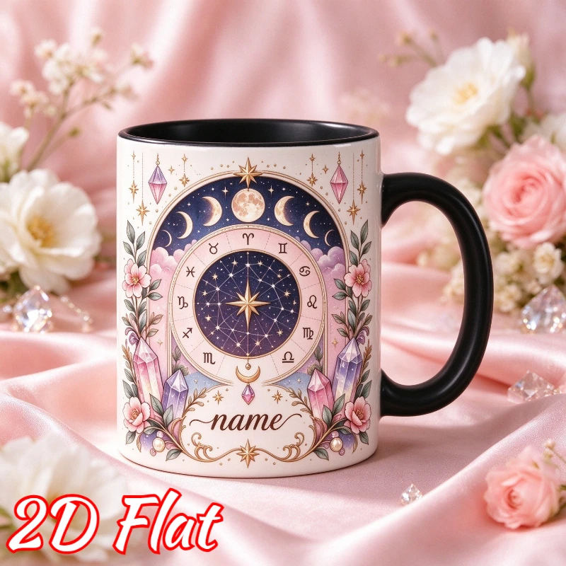 Custom Pink Zodiac Constellation Ceramic Mug 11oz Personalized Astrology Coffee Cup Microwave Safe Kitchen Home Decor Birthday T
