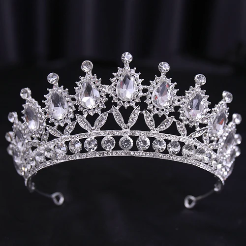 Imagen 2 del producto Accesorios para el cabello de boda para novia, corona para el cabello de cristal plateado, corona de diamantes de aleación, tocado atmosférico de alta gama a la moda para mujer