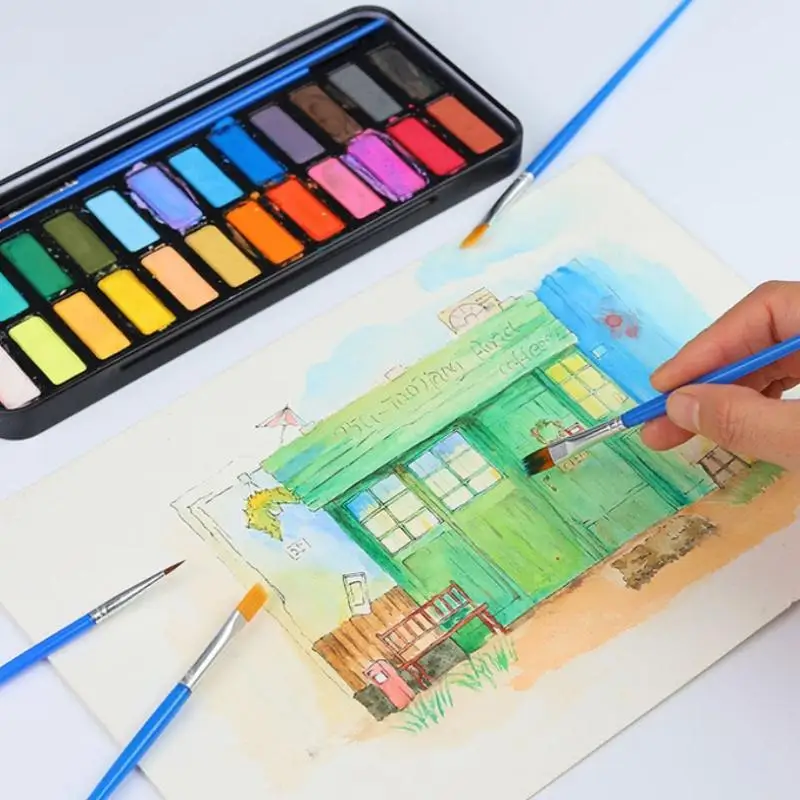 ชุดแปรงวาดภาพศิลปะ แปรงกลม แปรงแบน ขนไนลอน สำหรับสีน้ำมัน สีอะคริลิก สีน้ำ เหมาะสำหรับเด็ก/ศิลปิน/ผู้เริ่มต้น/นักเรียน