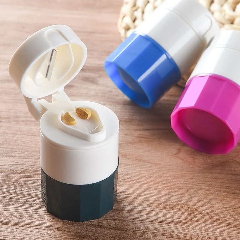  Kit divisor y molinillo de pastillas portátil: trituradora de medicamentos 3 en 1 con caja de almacenamiento, cortador de tabletas para viajes y uso doméstico
