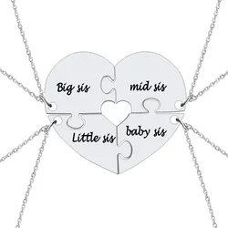 BFF Necklace for 2/3/4/5 Stainless Steel Family Friendship Puzzle Sister Pendant Necklace Set Jewelry Gifts for Sisters Friends