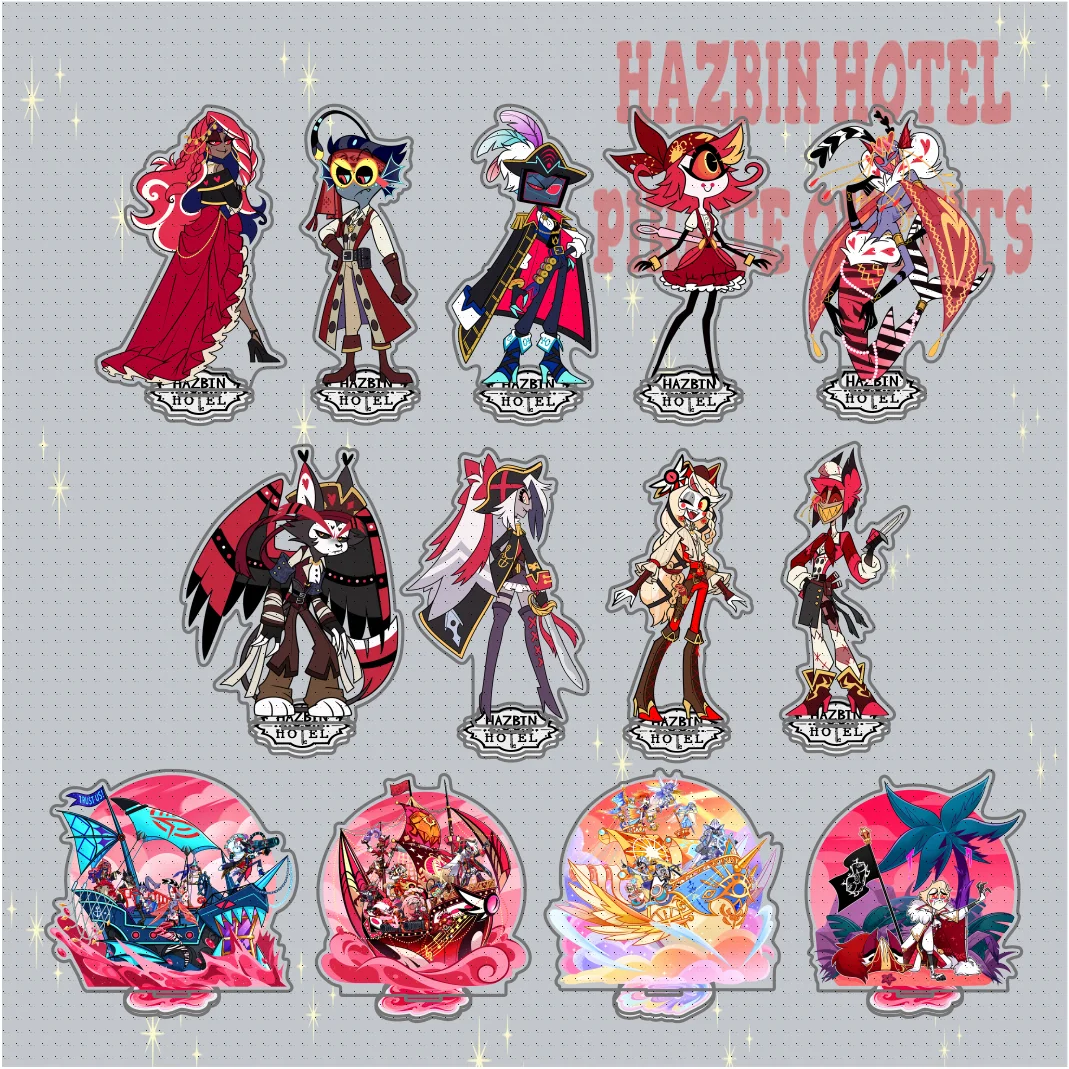 Hazbin Hotel Pirate Outfits Acrylic Stand Keychain Anime Alastor Charlie Angel Dust Figure Pendant Collection Desk Decor Gift