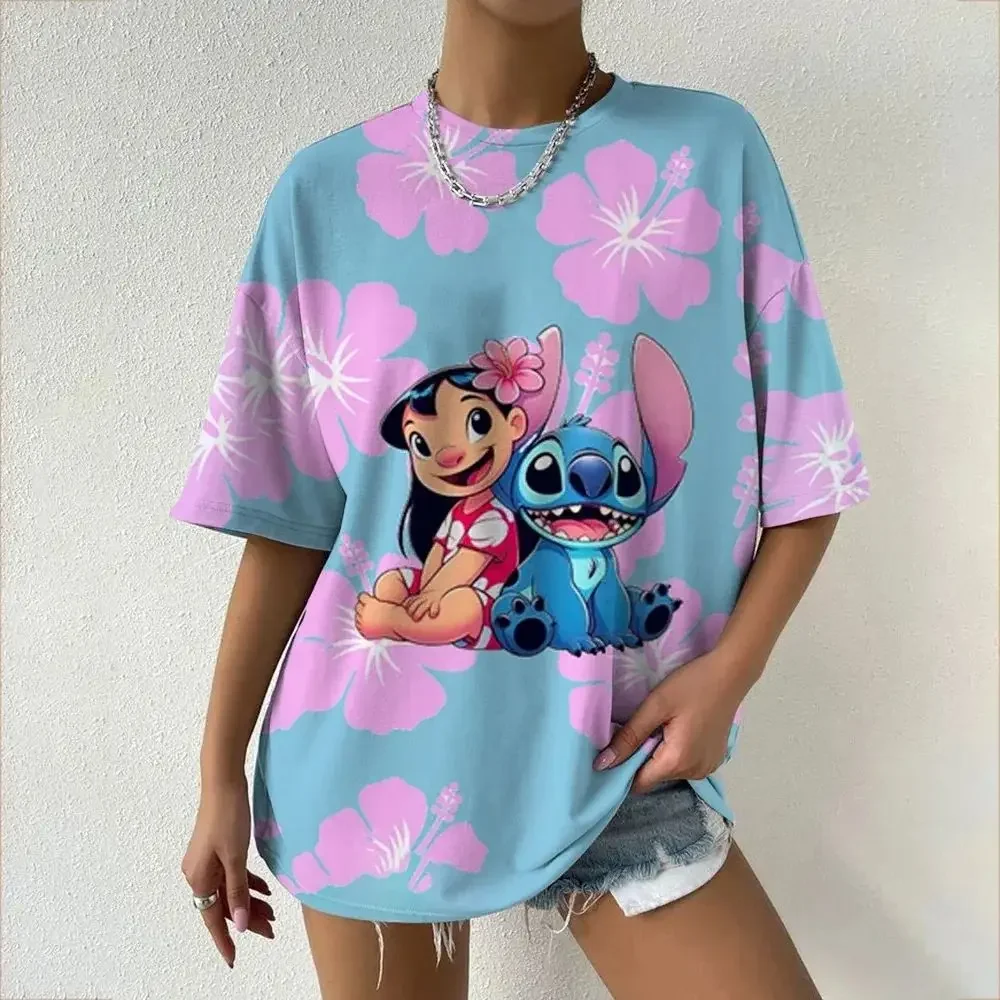 

Летние женские футболки с 3D-принтом Disney Lilo & Stitch 2026: милые повседневные футболки с круглым вырезом и принтом Stitch