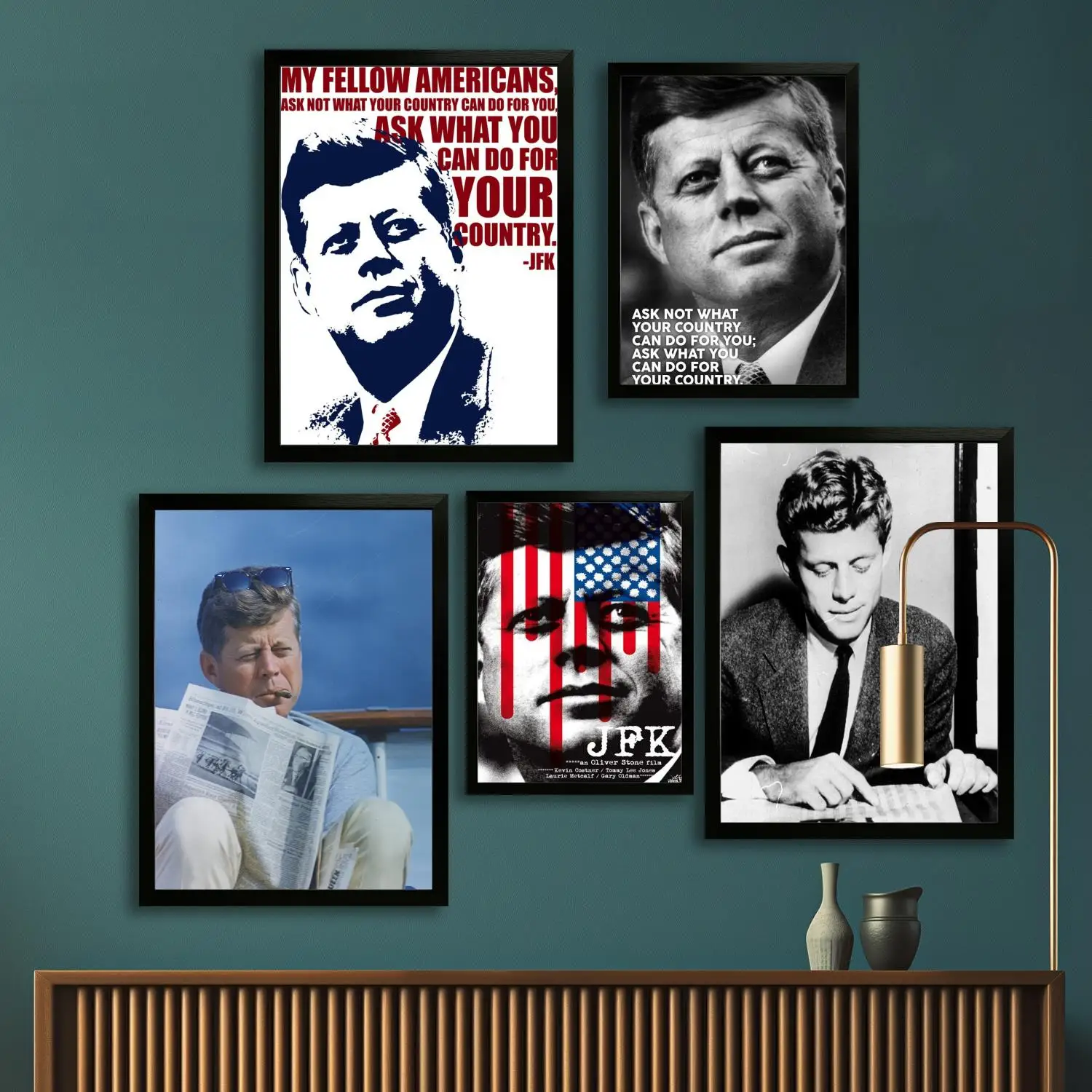 ملصق فني من القماش للرئيس jfk وطباعة صورة فنية جدارية، ملصقات ديكور غرفة نوم عائلية حديثة، لوحة زخرفية