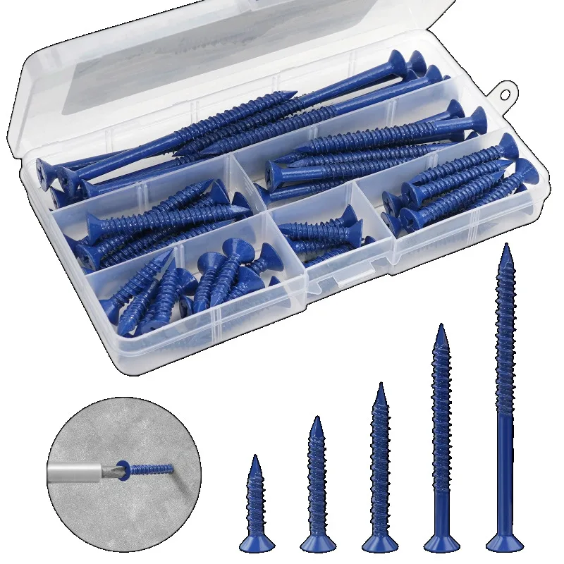 20/100PCS Wooden Board Concrete Screws Flat Head Self Drilling Cement Screws Wall Anchors Wooden Board Fixing Fasteners Hardware
